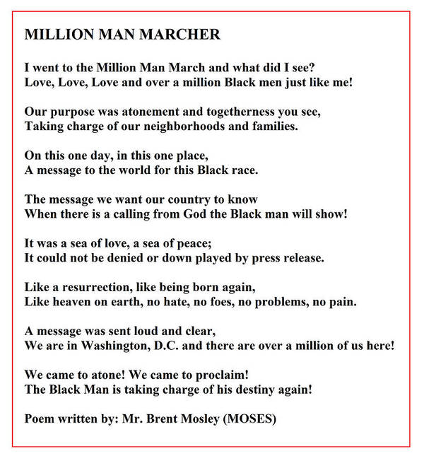 Milllion Man March Poster featuring the digital art Million Man Marcher Poem By MOSES by Adenike AmenRa