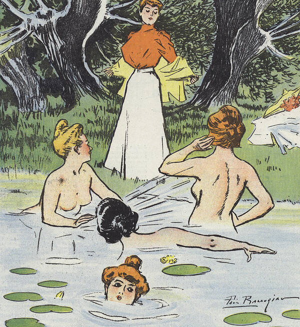 Humor Poster featuring the painting Skinny Dipping by Paul Balluriau