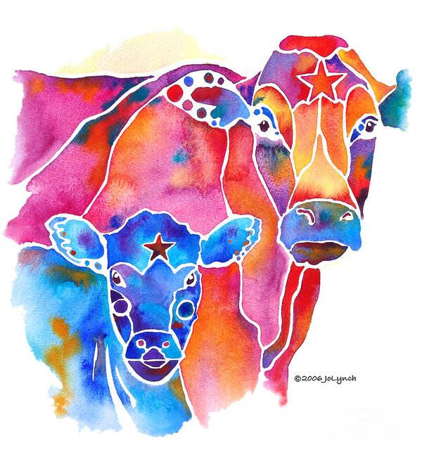 Cow Poster featuring the painting South West Cow and Calf by Jo Lynch
