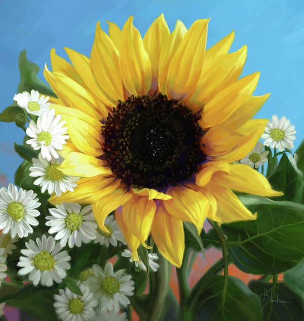 Sunflower Poster featuring the digital art Sunflower by Lucie Bilodeau