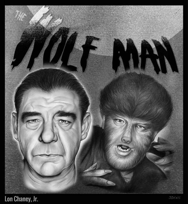 Pencil Poster featuring the drawing The Wolf Man by Greg Joens