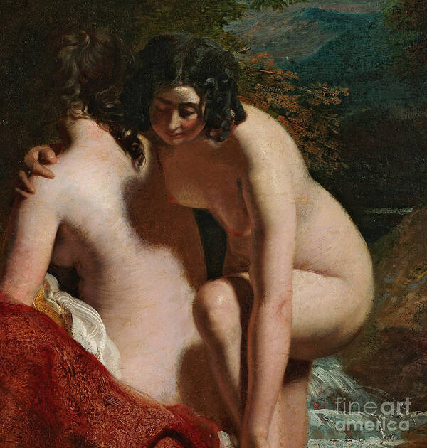 William Etty Poster featuring the painting Two Girls Bathing by William Etty by William Etty