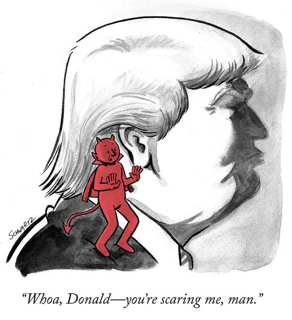 “whoa Poster featuring the drawing Whoa Donald by Benjamin Schwartz