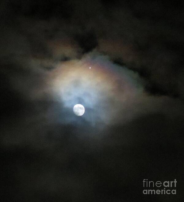 Moonlit Clouds Poster featuring the photograph Winter Moon with Venus by Helen Campbell