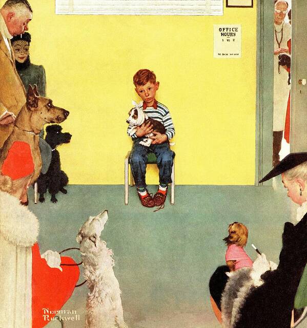 Boy Poster featuring the painting At The Vets by Norman Rockwell