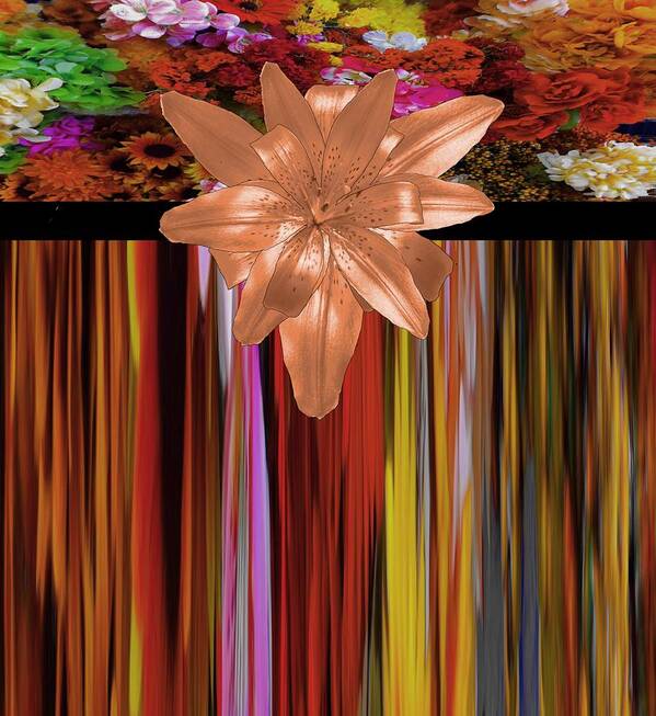 Autumn Poster featuring the mixed media Autumn Copper Lily Floral Design by Delynn Addams