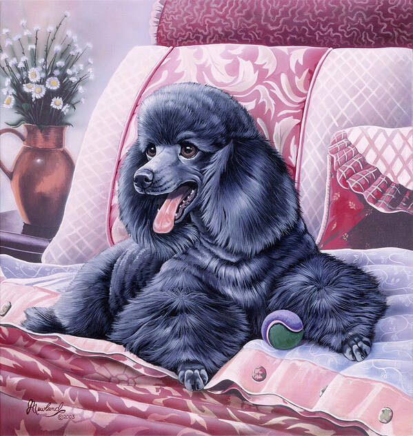 Black Poodle Poster featuring the painting Black Poodle by Jenny Newland