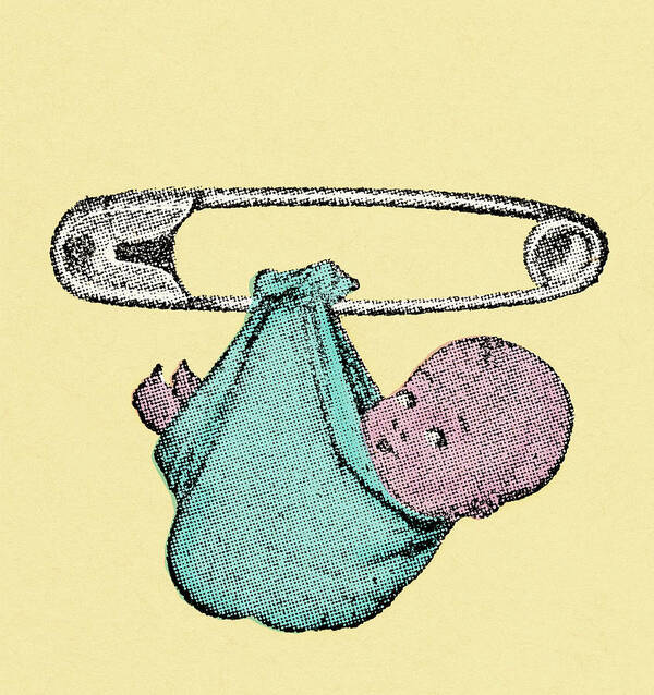 Baby Poster featuring the drawing Diaper pin by CSA Images