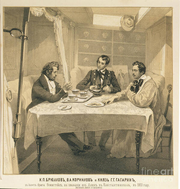 Painted Image Poster featuring the drawing Karl Bryullov, Vladimir Kornilov by Heritage Images