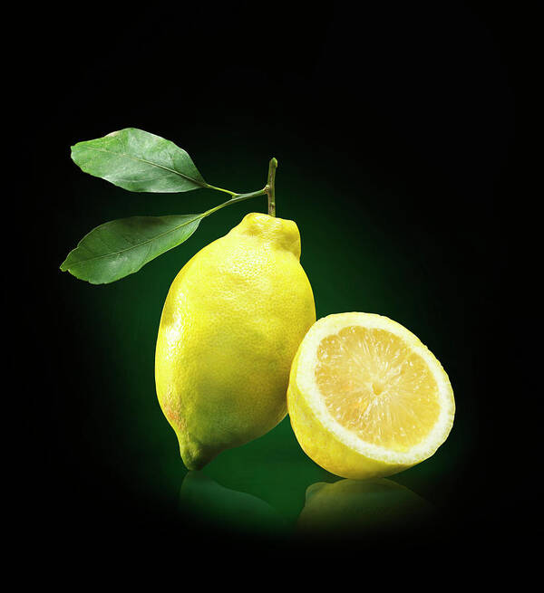 Black Background Poster featuring the photograph Lemon Slice by Jeremy Hudson