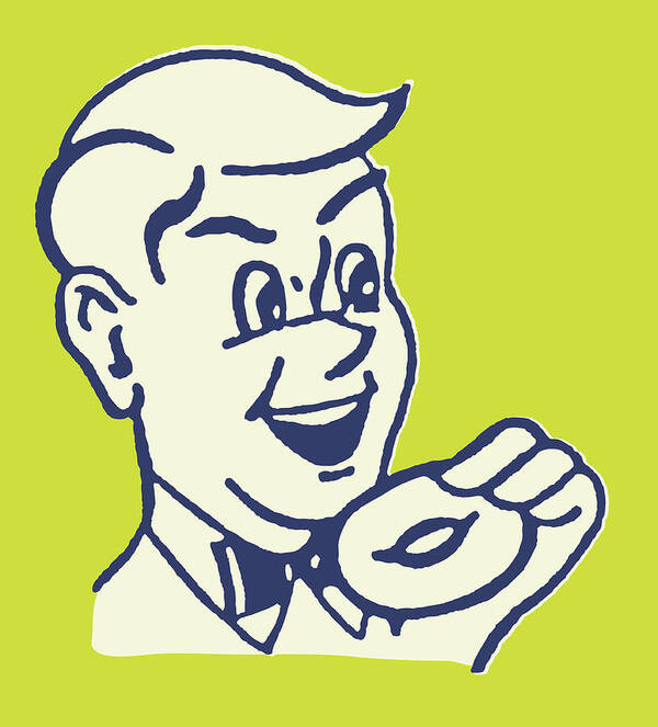 Adult Poster featuring the drawing Man About to Eat a Doughnut by CSA Images