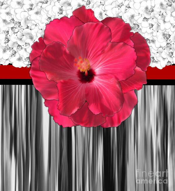 Pink Poster featuring the digital art Pink, Lily Motif by Delynn Addams