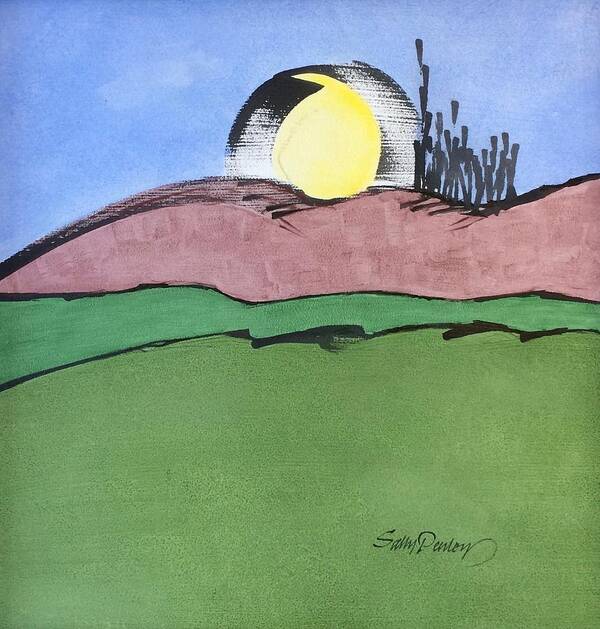 Sumi Ink Images Poster featuring the drawing Shine On, Harvest Moon by Sally Penley