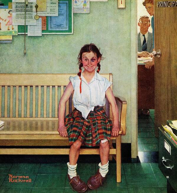 Black Eyes Poster featuring the painting Shiner by Norman Rockwell
