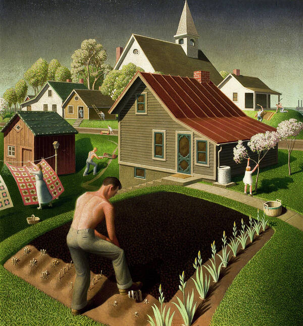 Grant Wood Poster featuring the painting Spring in Town, 1941 by Grant Wood