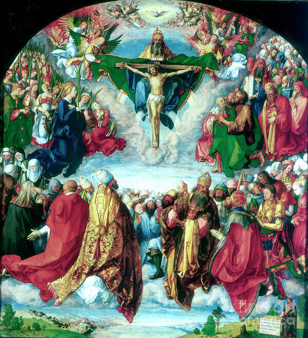 Crowd Of People Poster featuring the drawing The Adoration Of The Trinity by Print Collector