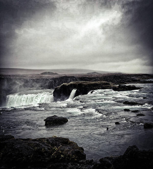 Waterfall Poster featuring the photograph Waterfall of the Gods Black and White by Jim Cook