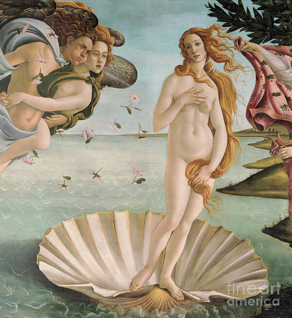 Botticelli Poster featuring the painting Birth of Venus detail by Sandro Botticelli