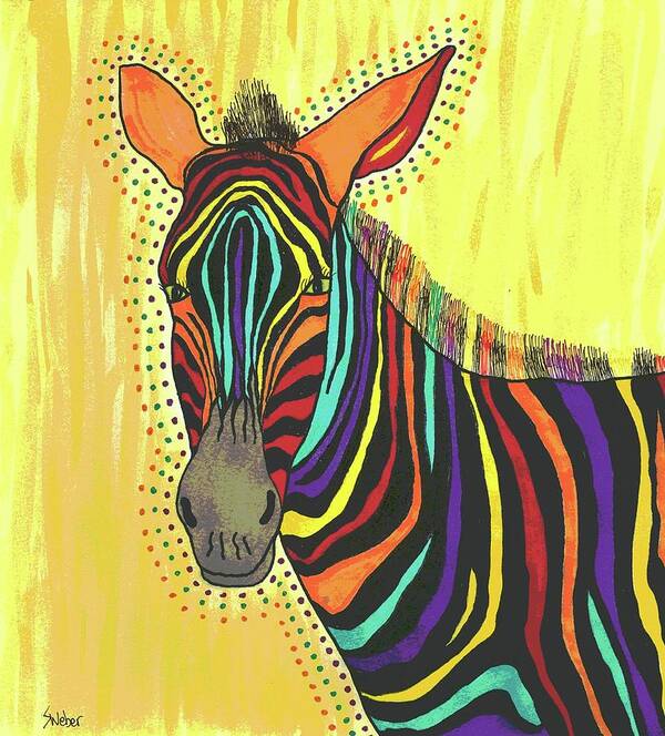 Stripes Poster featuring the painting Bright Lite African Zebra by Susie Weber