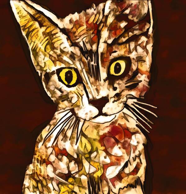  Poster featuring the mixed media Colorful Kitten 6 by Eileen Backman
