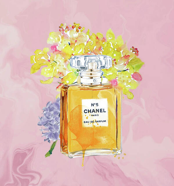 Floral Chanel No.5 Vintage Abstract Watercolor Poster by Sandi