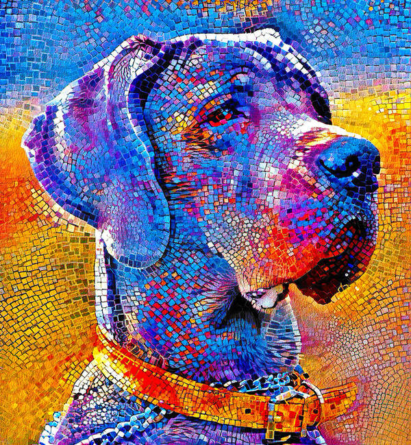Great Dane Poster featuring the digital art Great Dane portrait - colorful mosaic by Nicko Prints