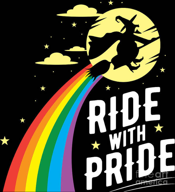 Lgbt Poster featuring the digital art Halloween LGBT Rainbow Witch Gay Ride Pride LGBTQ by Haselshirt