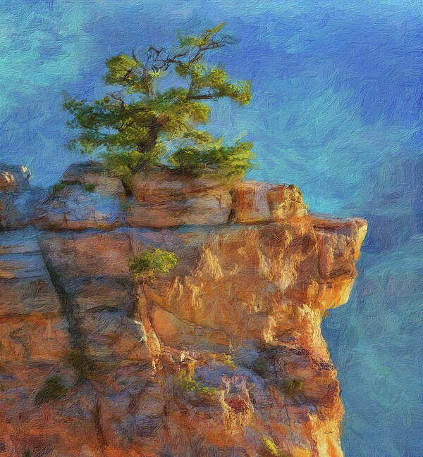 Grand Canyon Poster featuring the digital art Lonely Tree Sunrise by Russ Harris