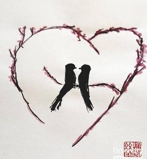 Love Poster featuring the painting Love Birds by Margaret Welsh Willowsilk