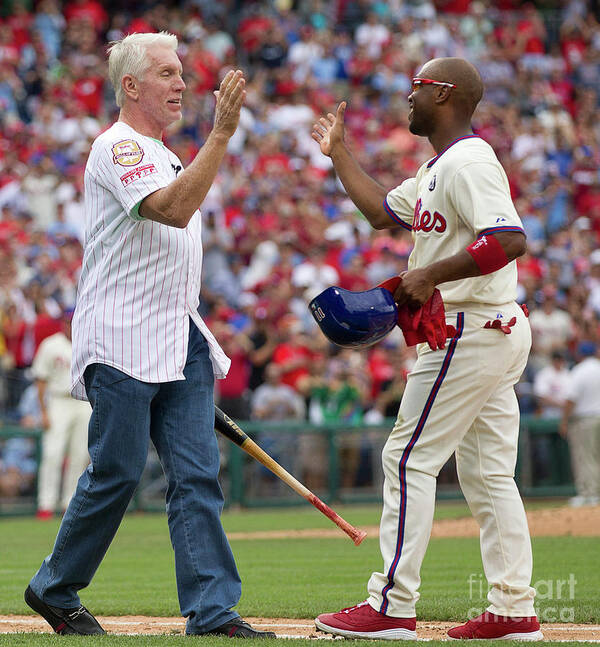 Citizens Bank Park Poster featuring the photograph Mike Schmidt and Jimmy Rollins by Mitchell Leff