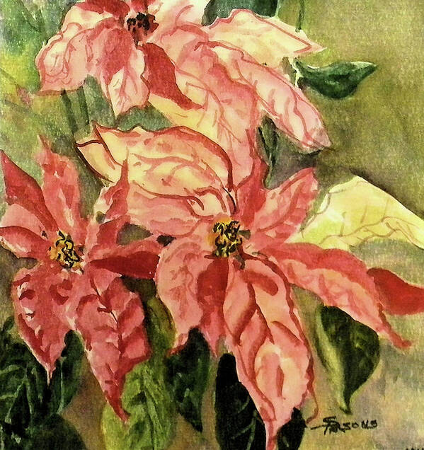 Parsons Poster featuring the painting Poinsettia Show by Sheila Parsons