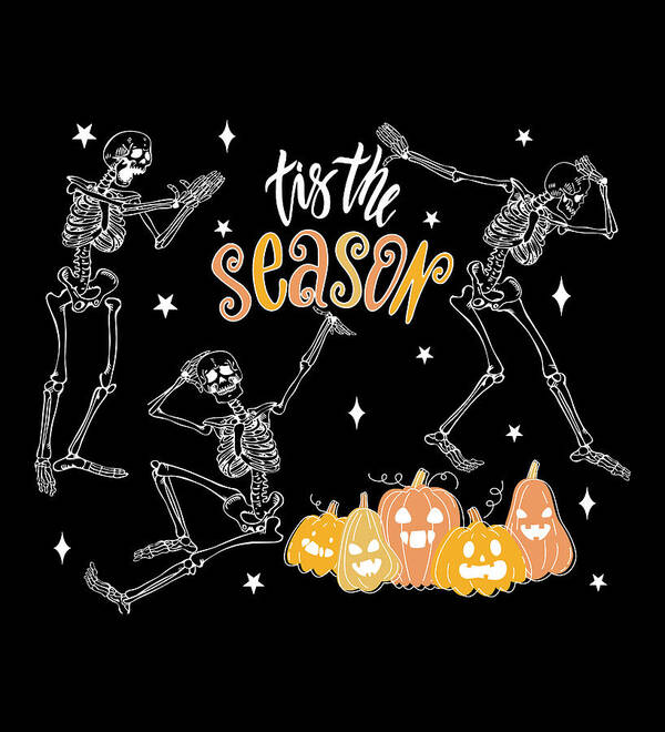 Skeleton Dancing Poster featuring the drawing Retro Halloween Shirt, Funny Halloween Skull, Vintage Ghost Halloween Shirt, Vintage Ghost Shirt, 02 by Mounir Khalfouf
