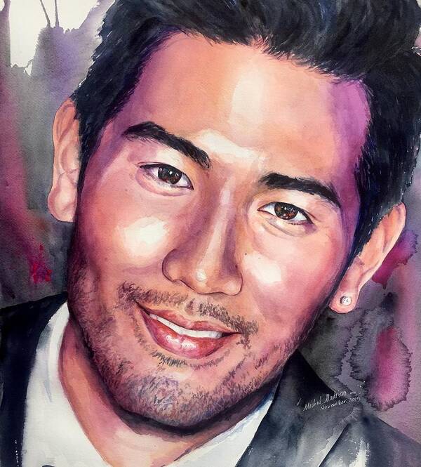 Godfrey Gao Poster featuring the painting Godfrey Gao Symphony of Synchronicities by Michal Madison