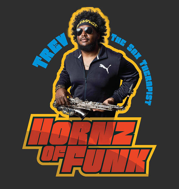  Poster featuring the digital art Trev The Sax Therapist Hornz Of Funk by Tony Camm