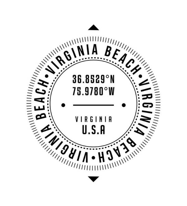 Virginia Beach Poster featuring the digital art Virginia Beach, Virginia, USA - 1 - City Coordinates Typography Print - Classic, Minimal by Studio Grafiikka