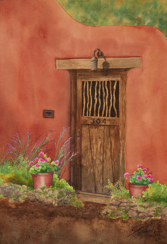 Santa Fe Poster featuring the painting 304 Canyon Road by Johanna Axelrod