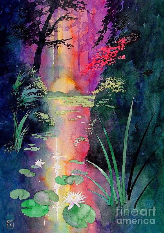 Watercolor Poster featuring the painting Forest Pond by Robert Hooper
