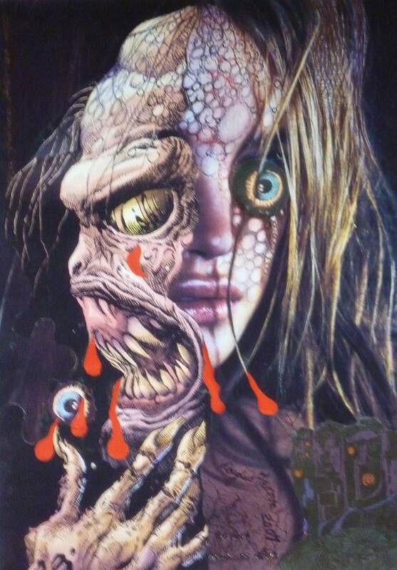 Horror Poster featuring the mixed media GhoulsHead by Douglas Fromm