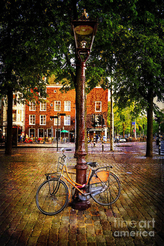 Amsterdam Poster featuring the photograph Amsterdam Orange Bicycle by Craig J Satterlee