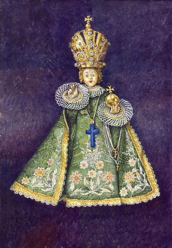 Watercolour Poster featuring the painting Infant Jesus of Prague by Yuriy Shevchuk