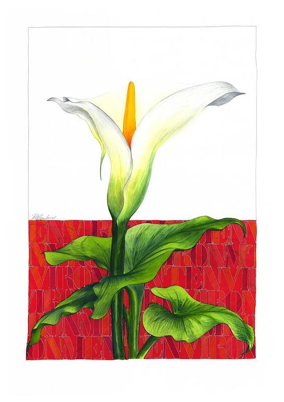 Flower Poster featuring the mixed media Lily In The Environment by Ronald Rosenberg