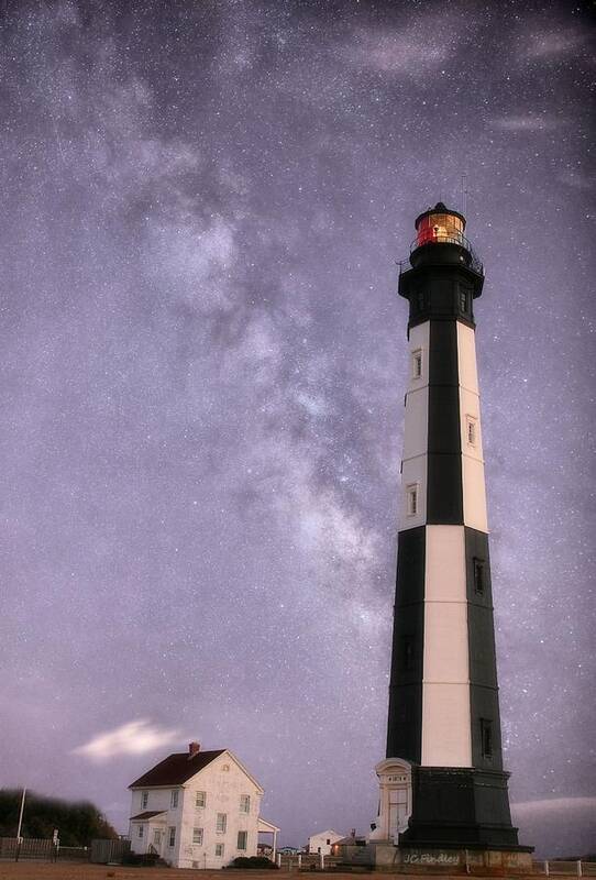 Lighthouse Poster featuring the photograph The Milky Way Over Cape Henry by JC Findley