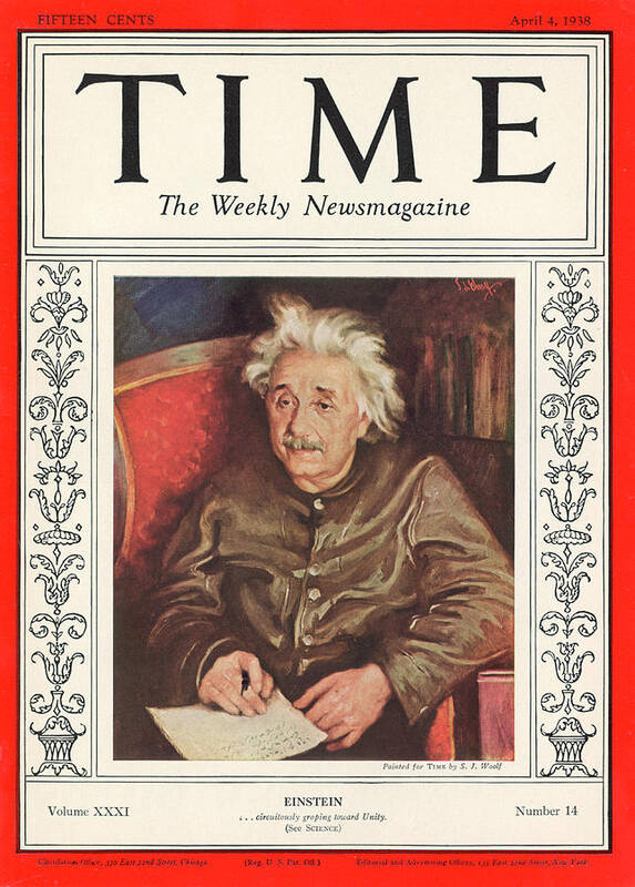 Albert Einstein Poster featuring the photograph Albert Einstein - 1938 by S J Woolf