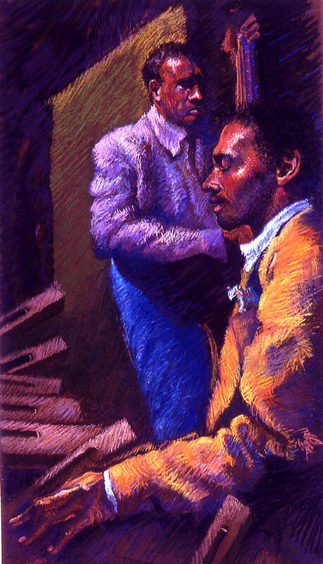 Jazz Poster featuring the pastel Jazz by Ellen Dreibelbis