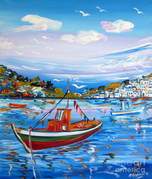 Boat Poster featuring the painting Little Fisherman Boat by Roberto Gagliardi
