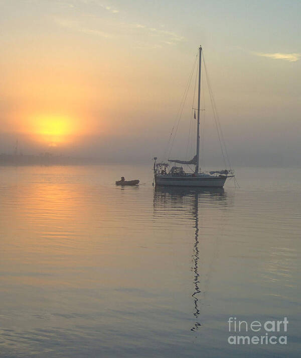 Sunrise Poster featuring the photograph Sailboat Reflection #1 by Bob Sample