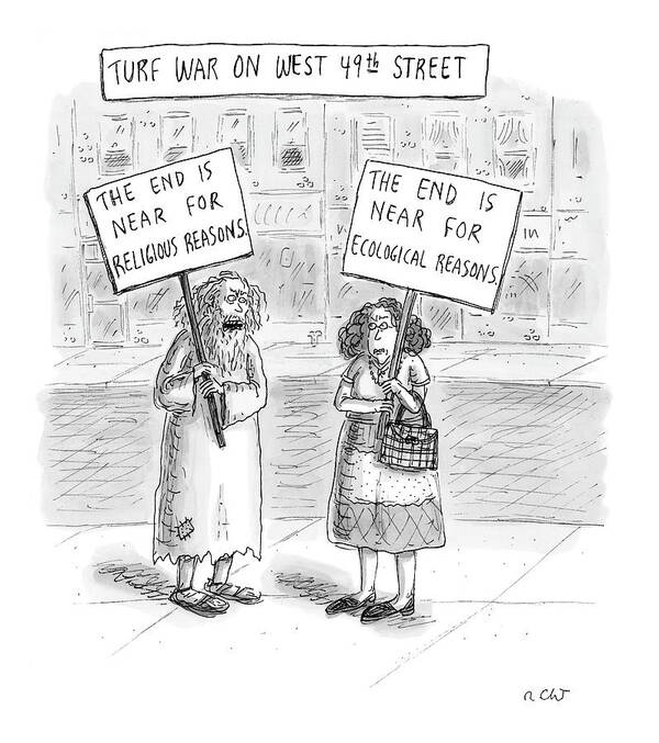 Religion Poster featuring the drawing Turf War On West 49th Street by Roz Chast