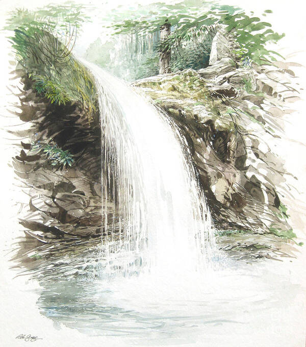 Landscape Poster featuring the painting Grotto Falls by Bob George