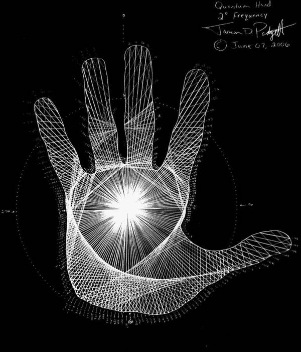 Hand Poster featuring the drawing Quantum Hand through my eyes by Jason Padgett