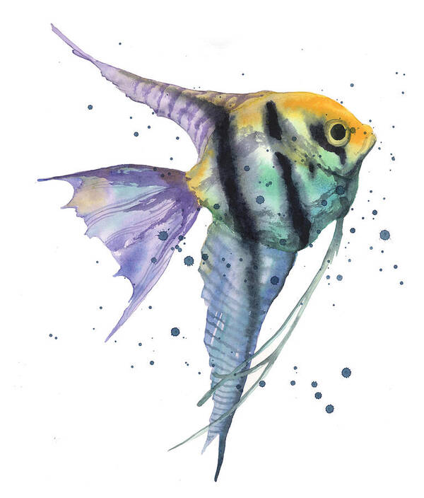 Angelfish Poster featuring the painting Alluring Angelfish by Alison Fennell